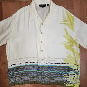 Vintage 1990s Stacy Adams Size XXL 100% Silk Shirt Button Down Short Sleeve